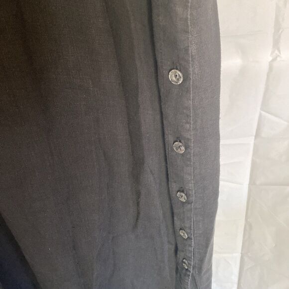 Vintage TomTom Dress Womens Med Maxi Black Linen USA Kangaroo Pocket & Hoodie - Picture 4 of 7